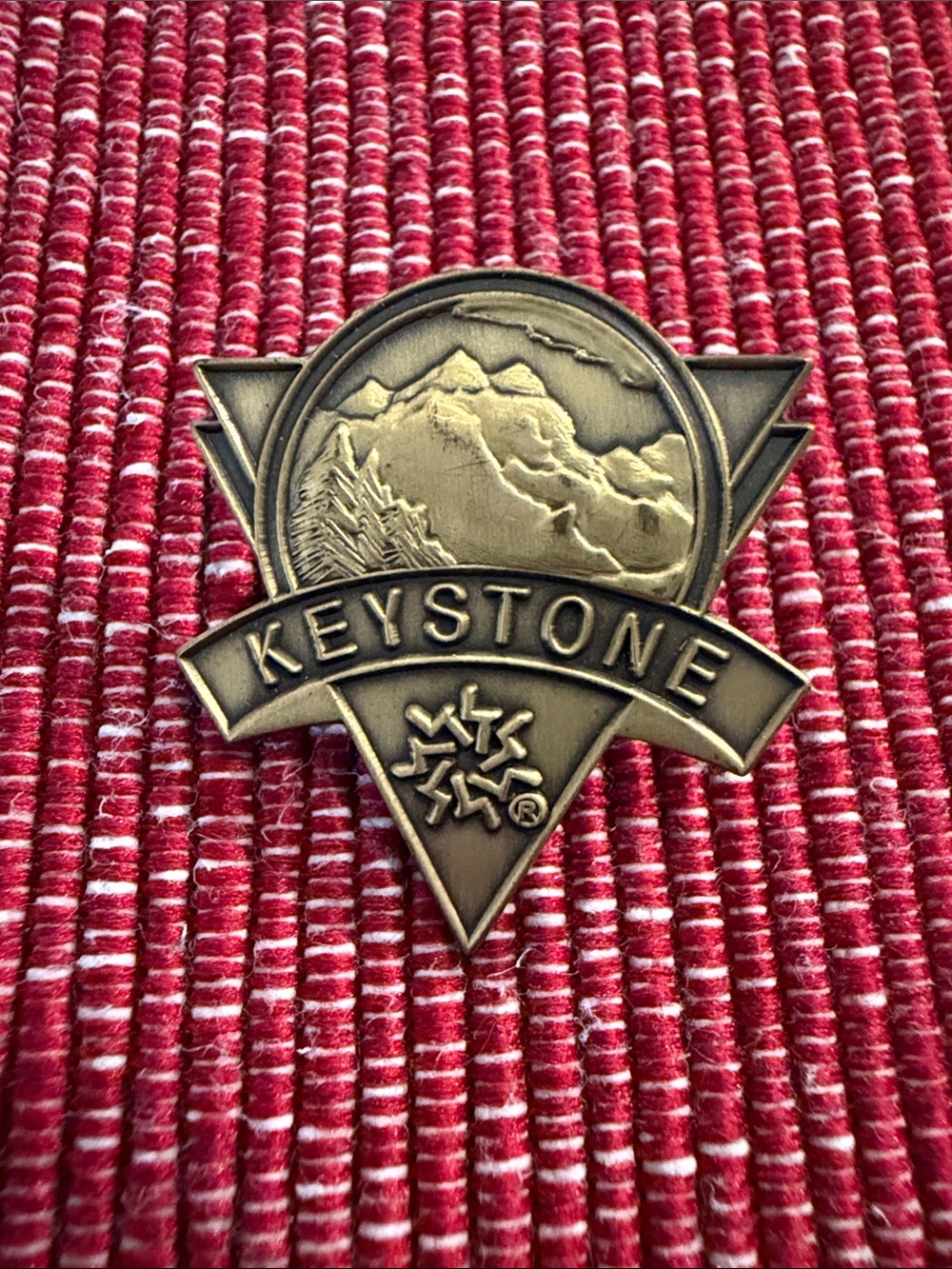 Keystone Bronze Color Logo Pin — Engraved Mountain Design